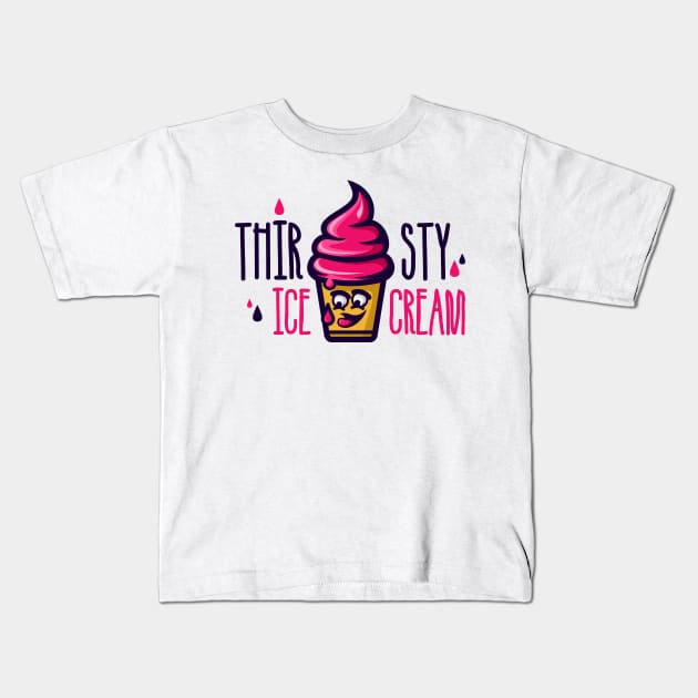 Thirsty Ice Cream Kids T-Shirt by VEKTORKITA